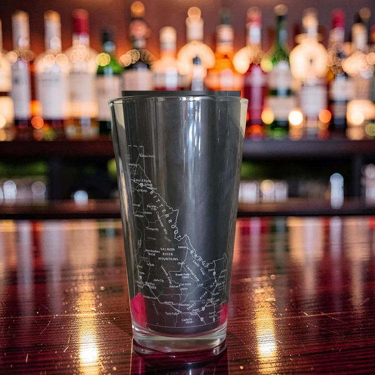Idaho Map Engraved Bar Glass - 16oz