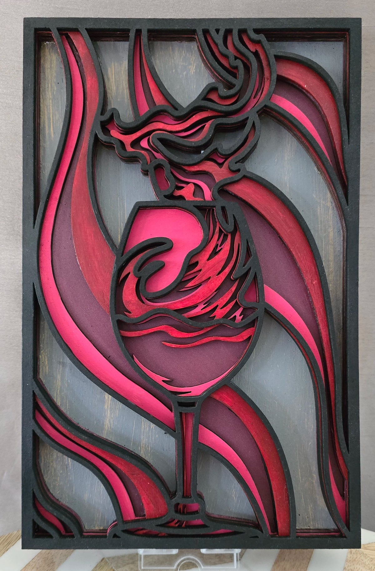 3D Multi-layered Wood Picture - Wine