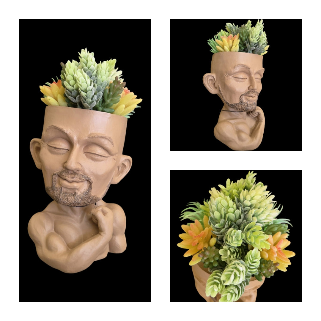 Faux Succulent Arrangement - Face Planter - Muscle Man