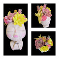 Faux Succulent Arrangement - Medium Face Planter - Cream Female