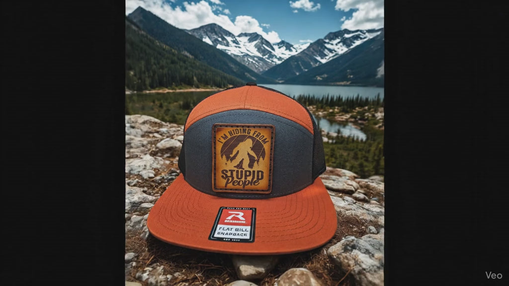 Squatch Juice Patch Full Grain Leather Topographic Flat Bill
